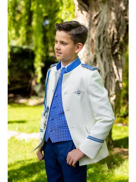 Traje almirante de comunión niño Eslora Berna 2027 marfil azul y azul marino [0]
