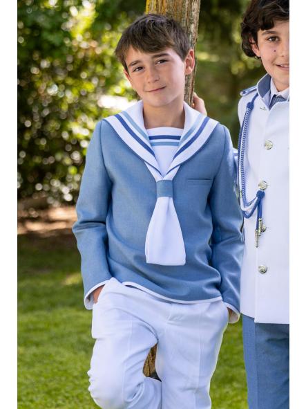 Traje marinero de comunión niño Eslora Lyon 2027 celeste y blanco [2]