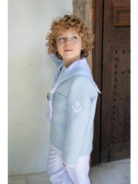 Traje marinero de comunión niño Eslora Trieste 2027 verde agua y blanco [0]
