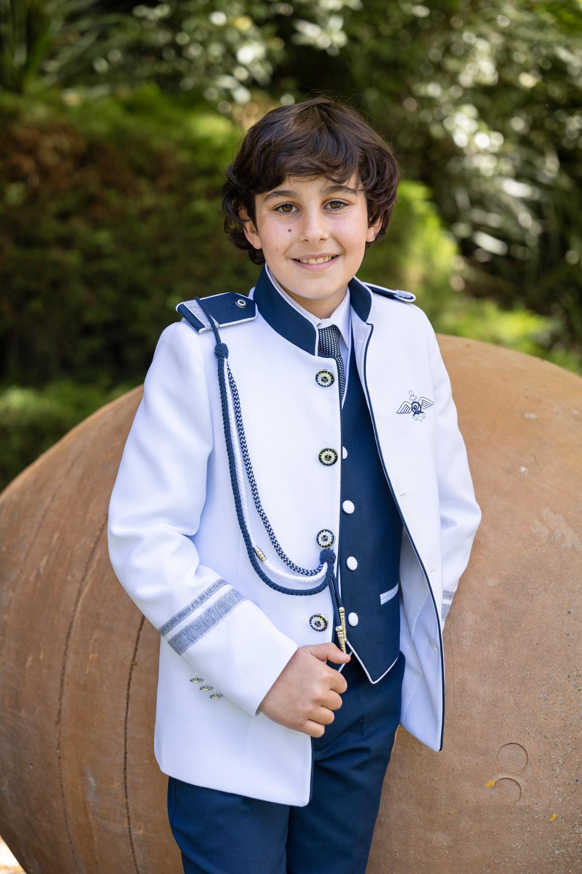 Traje almirante de comunión niño Eslora Bergamo 2027 blanco y azul marino