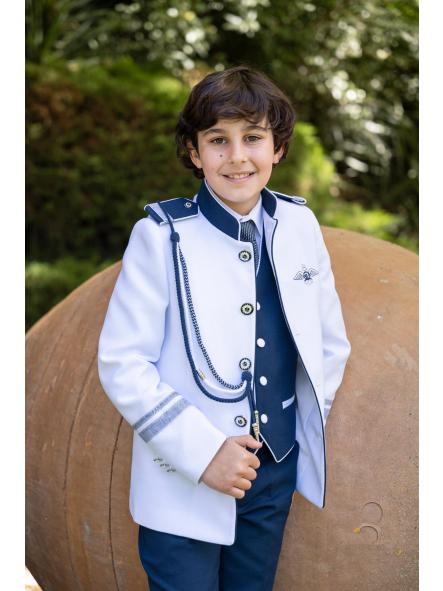Traje almirante de comunión niño Eslora Bergamo 2027 blanco y azul marino [0]