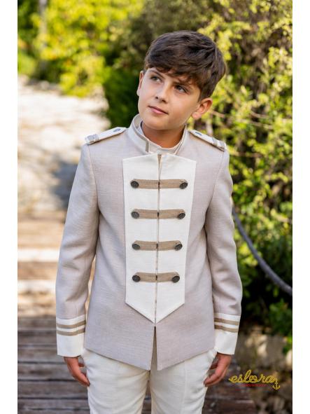 Traje comunión Eslora Cagliari 2027 con pechera cruda y pantalón crudo [1]