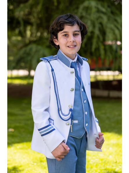 Traje almirante de comunión niño Eslora Magiore 2027 blanco y azul acero [0]
