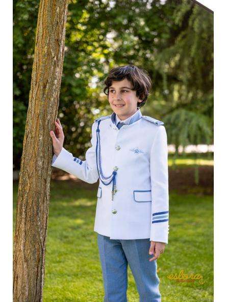 Traje comunión Eslora Magiore 2027 con chaleco azul acero y forrajera [1]