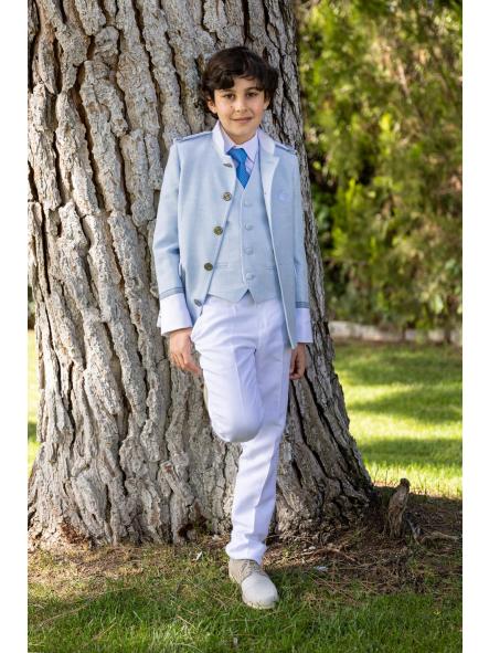 Traje almirante de comunión niño Eslora Nimes 2027 celeste claro y blanco [0]