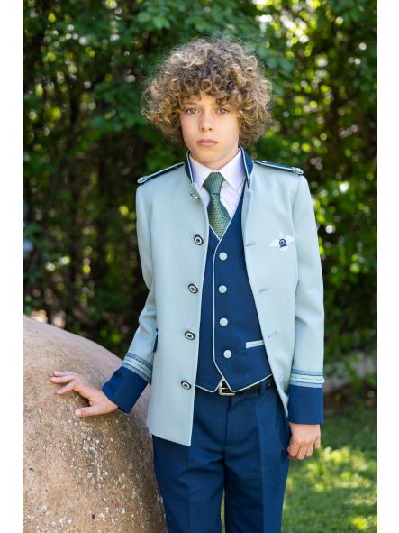 Traje almirante de comunión niño Eslora Perker 2027 verde agua y azul marino [0]