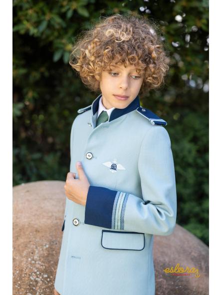 Detalle traje comunión Eslora Perker 2027 con corbata verde y azul [4]