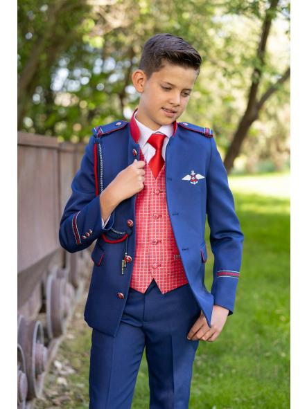 Traje almirante de comunión niño Eslora Samos 2027 azul royal y rojo [0]