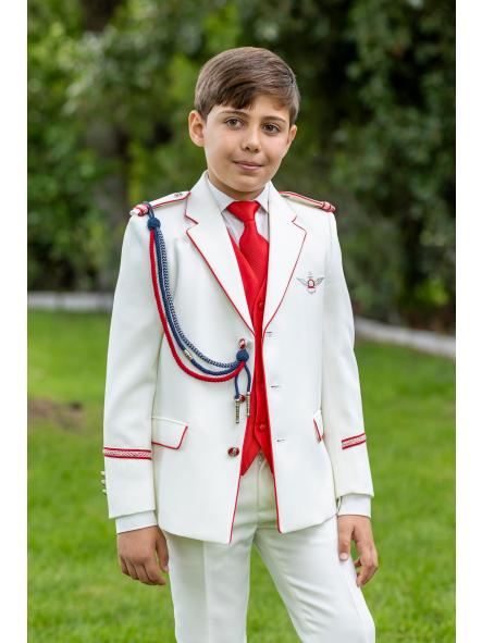 Traje de comunión 2026 niño almirante ESLORA combinado crudo-rojo [0]