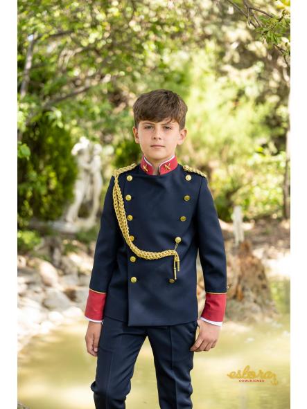 Detalle traje comunión Guardia Civil Eslora BAS003AL 2027 cuello rojo y emblemas dorados [0]