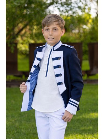 Traje almirante de comunión niño Eslora Pesaro 2027 azul marino y blanco [0]