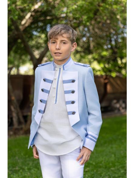 Traje almirante de comunión niño Eslora Rennes 2027 celeste claro y blanco