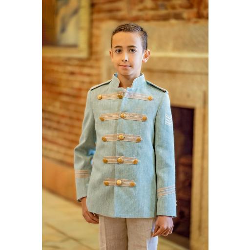 Traje de comunión 2024 niño almirante ESLORA lino jaspeado "soldier" verde