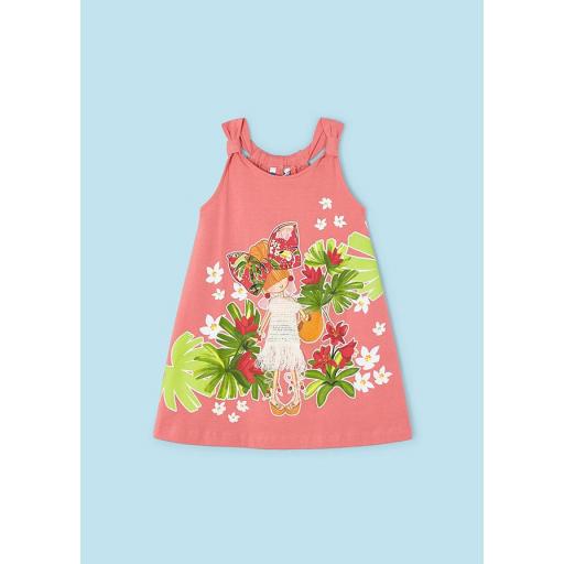 Vestido algodón tirantes niña MAYORAL "niña lazo" flamingo 3943 [1]