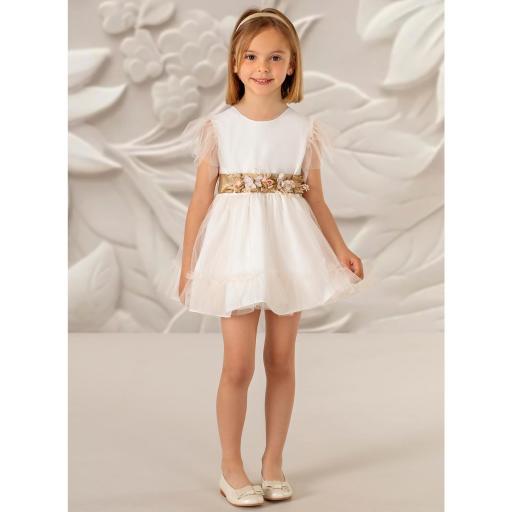 Vestido niña ceremonia CARMY de tul salmón modelo 5912