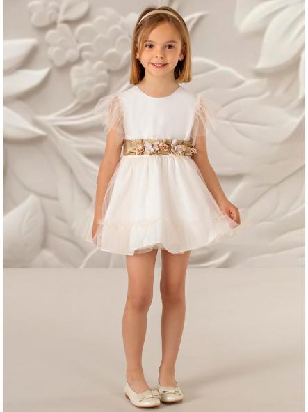 Vestido niña ceremonia CARMY de tul salmón modelo 5912