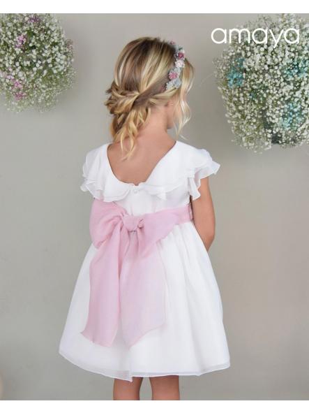 Vestido ceremonia y arras niña AMAYA tul bambula 612408 rosa [1]