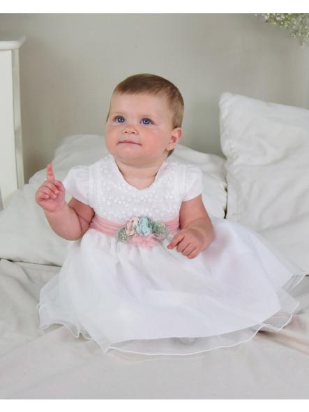 Vestido de bautizo y ceremonia bebe niña AMAYA organza bordado 612109