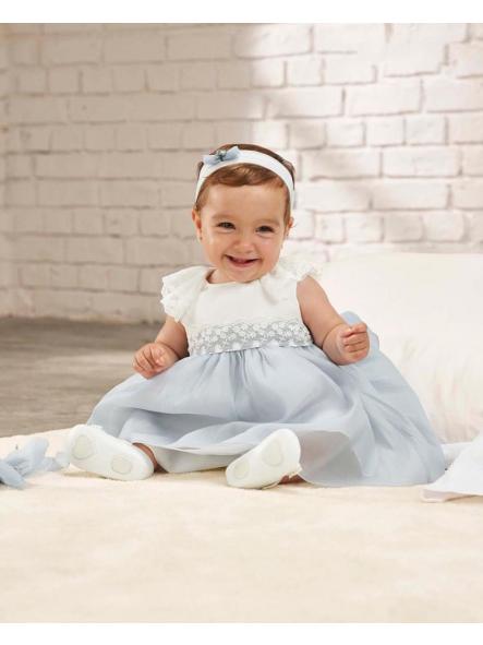 Vestido de ceremonia y bautizo bebe AMAYA bambula azul 633304