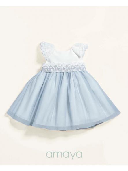 Vestido de ceremonia y bautizo bebe AMAYA bambula azul 633304 [1]