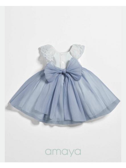 Vestido de ceremonia y bautizo bebe AMAYA bambula azul 633304 [2]