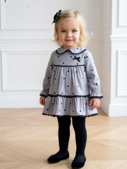 Vestido bebé niña gris con lunares Miranda 040-124-V [0]