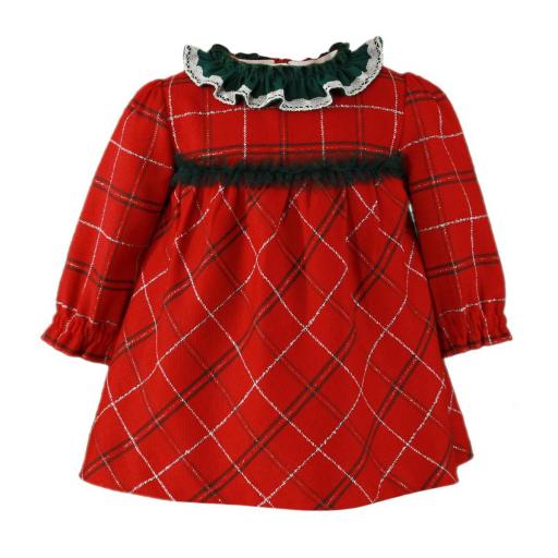 Vestido de bebe manga larga MIRANDA cuadros rojos 0129-V [1]