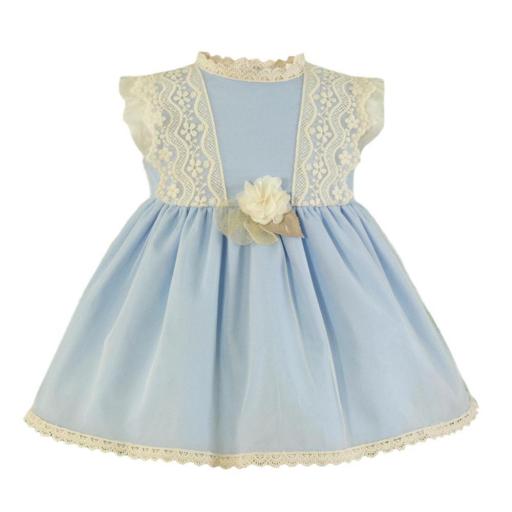 Vestido ceremonia bebe niña MIRANDA de tul azul 0124V
