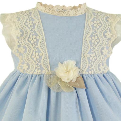 Vestido ceremonia bebe niña MIRANDA de tul azul 0124V [1]