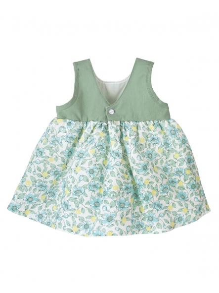 Vestido Caspio para bebe niña CALAMARO lino flores verde [3]