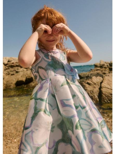 Vestido ceremonia niña ABEL  Y LULA mikado estampado 26-05052-008