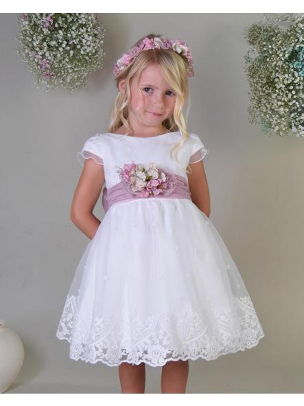 Vestido de Ceremonia y Arras niña AMAYA organza bordada