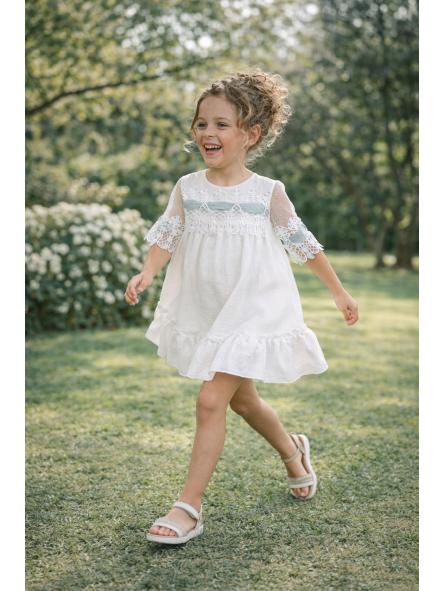 Vestido de media manga niña NEKENIA con tul verde agua 2621804 [4]