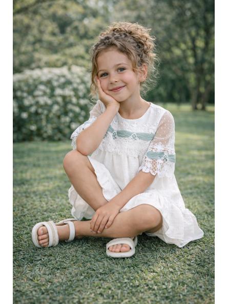 Vestido de media manga niña NEKENIA con tul verde agua 2621804 [5]