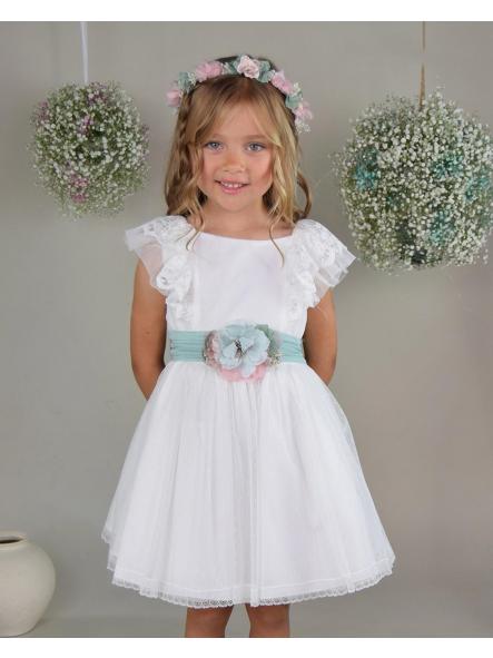 Vestido ceremonia y arras niña AMAYA tul con alitas 612402