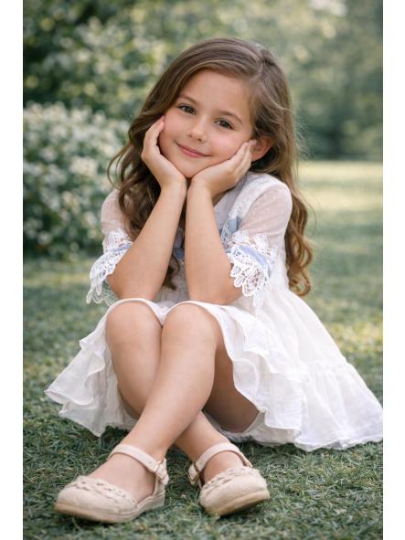 Vestido de media manga niña NEKENIA con tul azul 2621804 [2]