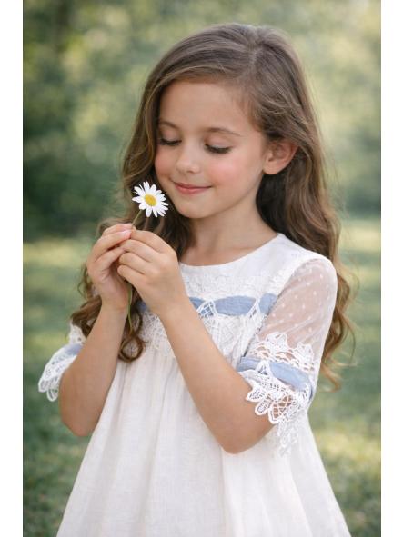 Vestido de media manga niña NEKENIA con tul azul 2621804 [4]