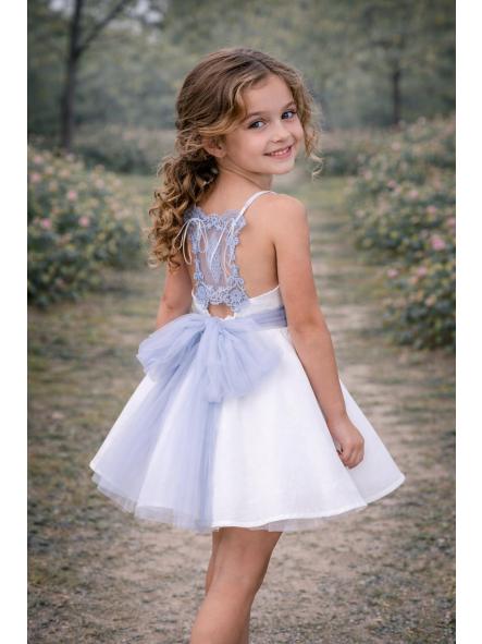 Vestido de tirantes niña NEKENIA azul espalda decorada 2621805