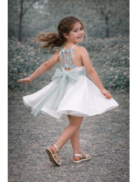 Vestido de tirantes niña NEKENIA verde espalda decorada 2621805 [3]