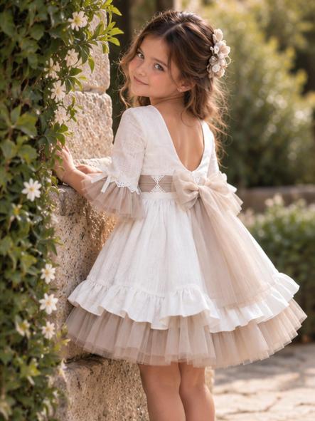 Vestido de Ceremonia y Arras Niña NEKENIA Blanco Roto y Beige [4]