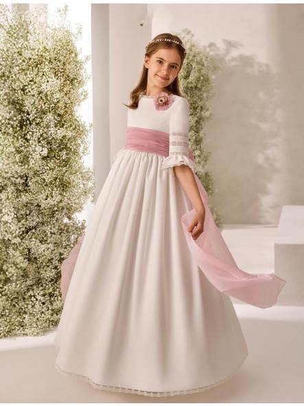 Vestido de Comunión ROSA CLARÁ 2026 PREMIUM modelo R812 [0]