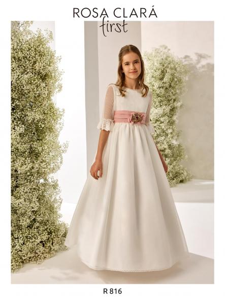 Vestido de Comunión ROSA CLARÁ 2026 PREMIUM modelo R816 [4]