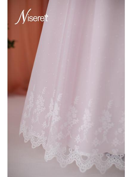 Detalle tul y bordado floral vestido de comunión Niseret 5825 [3]