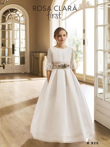 Vestido de comunión Rosa Clará Premium 2027 modelo R920 delantero [0]