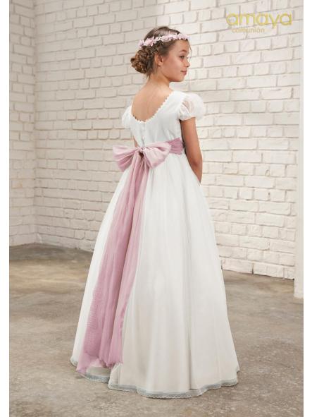 Vestido de Comunión AMAYA 2026 modelo 637010MC crudo-rosa [1]
