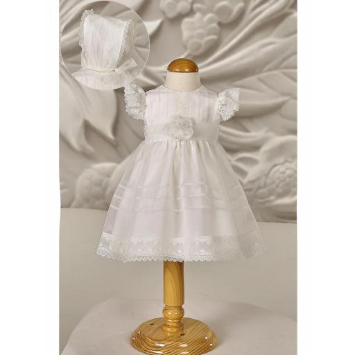 Vestido de bautizo bebe CARMY tul de organza mate 5936 [0]