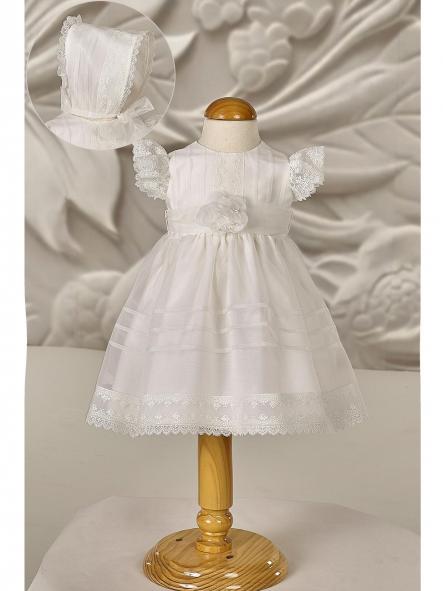 Vestido de bautizo bebe CARMY tul de organza mate 5936