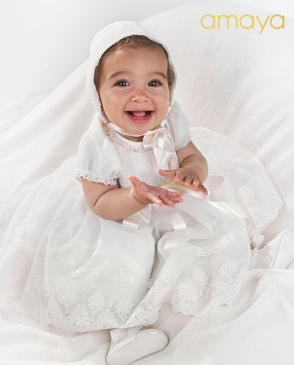 Vestido de bautizo bebe niña AMAYA houte cotton