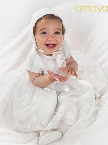 Vestido de bautizo bebe niña AMAYA houte cotton