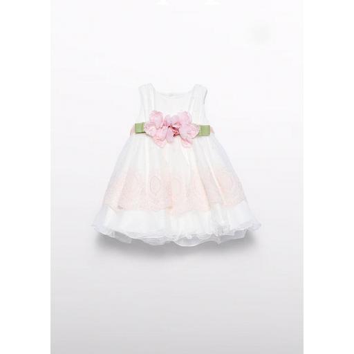 Vestido de bebe bautizo ABEL Y LULA tul bordado 5004